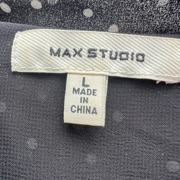 Max Studio sz large polka dot midi dress w/long sleeves and cinched waist - Picture 3 of 8